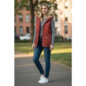 Snobbish Women’s Rust Red Zip Up Vest Size Large